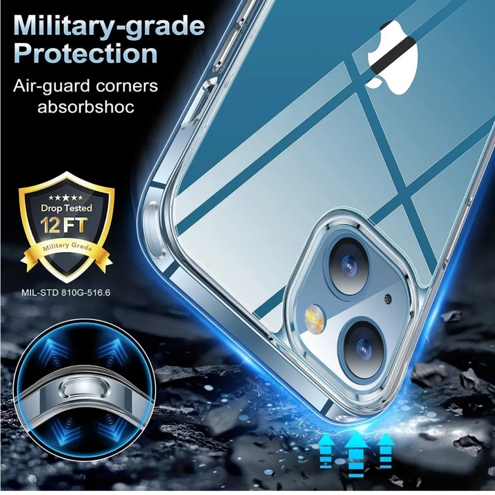NEW! iPhone 14 Pro Case Non-Yellowing Drop Protection Slim Non-Slip Clear
